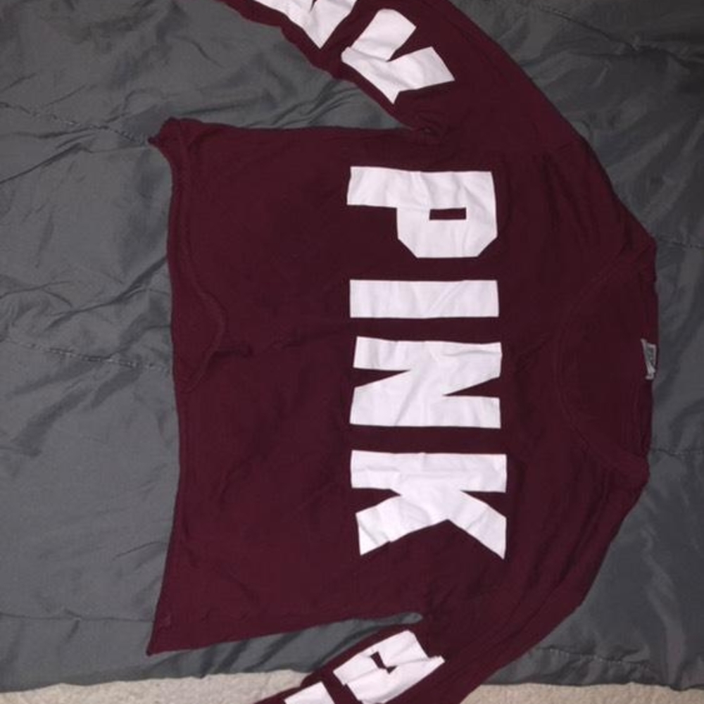 PINK Victoria's Secret Burgundy Top with White Logo